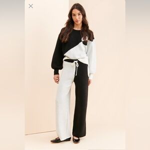 Black and White Women's Knit Sweater Set